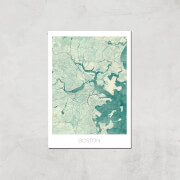 Affiche Carte de Boston (Couleur) - A4 - Print Only
