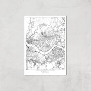 Affiche Carte de Seoul (Noir et Blanc) - A3 - Print Only