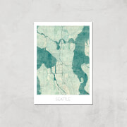 Affiche Carte de Seattle (Couleur) - A3 - Print Only