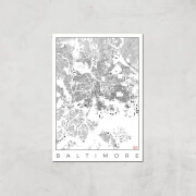 Affiche Carte de Baltimore (Noir et Blanc) - A3 - Print Only