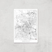 Affiche Carte de Nashville (Noir et Blanc) - A3 - Print Only