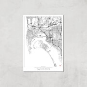 Affiche Carte de San Diego (Noir et Blanc) - A4 - Print Only