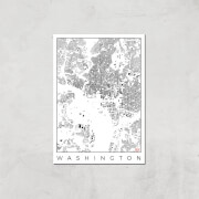 Affiche Carte de Washington (Noir et Blanc) - A3 - Print Only