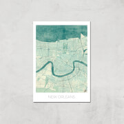 Affiche Carte de Nouvelle Orléans (Couleur) - A4 - Print Only