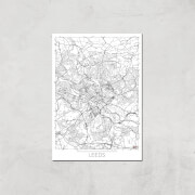Affiche Carte de Leeds (Noir et Blanc) - A3 - Print Only