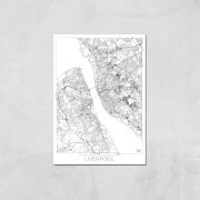 Affiche Carte de Liverpool (Noir et Blanc) - A4 - Print Only