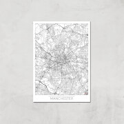 Affiche Carte de Manchester (Noir et Blanc) - A3 - Print Only