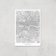 Affiche Carte de Londres (Noir et Blanc) - A4 - Print Only