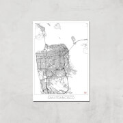 Affiche Carte de San Francisco (Noir et Blanc) - A4 - Print Only