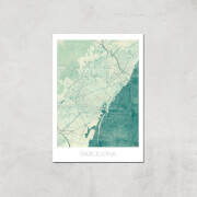 Affiche Carte de Barcelone (Couleur) - A4 - Print Only