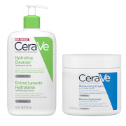 Duo Crème Lavante Hydratante et Baume Hydratant Grand Format CeraVe
