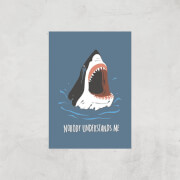 Sharks Nobody Understands Me Art Print - A3 - Print Only Sharks Nobody Understands Me Art Print - A3 - Print Only