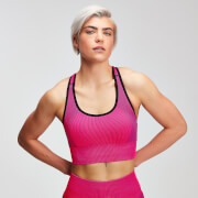 Bezszwowy Damski Stanik Sportowy MP Contrast - Super Róż - XS female Różowy