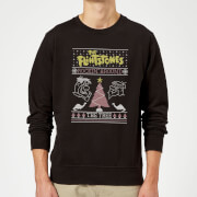 Flintstones Rockin Around The Tree Christmas Sweatshirt - Black - S - Noir