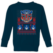 Image of Autobots Classic Ugly Knit Kids' Christmas Sweater - Navy - 9-10 Years - Navy