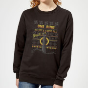 Image of Lord Of The Rings One Ring Women's Christmas Sweater - Black - XS - Black
