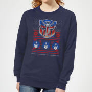 Image of Autobots Classic Ugly Knit Women's Christmas Sweater - Navy - XS - Navy