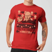 Image of Star Trek: The Next Generation Make It So Men's Christmas T-Shirt - Red - S - Red