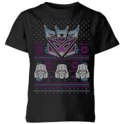 Image of Decepticons Classic Ugly Knit Kids' Christmas T-Shirt - Black - 3-4 Years - Black