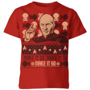 Image of Star Trek: The Next Generation Make It So Kids' Christmas T-Shirt - Red - 3-4 Years - Red