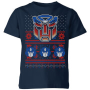 Image of Autobots Classic Ugly Knit Kids' Christmas T-Shirt - Navy - 3-4 Years - Navy