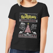Flintstones Rockin Around The Tree Women's Christmas T-Shirt - Black - S - Noir