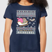Pusheen Through The Snow Women's Christmas T-Shirt - Navy - S - Navy