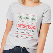 Image of Monopoly Women's Christmas T-Shirt - Grey - S - Grey