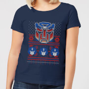 Image of Autobots Classic Ugly Knit Women's Christmas T-Shirt - Navy - S - Navy