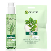 Garnier Organic Cleansing Set for All Skin Types: Lemongrass Gel Wash & Botanical Cleansing Sponge