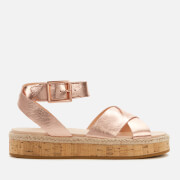 Image of Clarks Women's Botanic Poppy Leather Flat Sandals - Rose Gold - UK