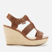 Image of Clarks Women's Maritsa Glad Leather Wedged Sandals - Tan - UK