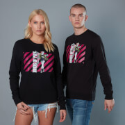 Image of Harley Quinn Pink Stripes Unisex Birds of Prey Sweatshirt - Black - S - Black