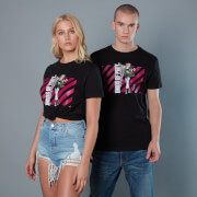 Image of Harley Quinn Pink Stripes Unisex Birds of Prey T-Shirt - Black - M - Black