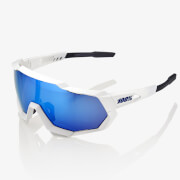 100% Speedtrap Sunglasses with HiPER Mirror Lens - Matt White/Blue Lens