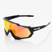 100% Speedtrap Sunglasses with HiPER Mirror Lens - Soft Tact Black/Red Lens