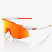 100% Speedcraft Sunglasses with HiPER Mirror Lens - Soft Tact Day Glo Orange/White/Red Lens