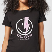 Image of Girl Power Smiley Women's T-Shirt - Black - S - Black