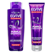 L'Oréal Paris Elvive Colour Protect Anti-Brassiness Purple Shampoo and Conditioner Set - Exclusive