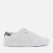 Image of HUGO Men's Zero Tenn Perforated Leather Low Top Trainers - White - UK 8