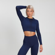 Image of MP Women's Raw Training Ribbed Seamless Long Sleeve Top - Midnight - XS