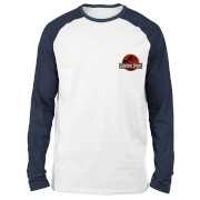 T-shirt à manches longues Raglan Jurassic Park Logo - Brodé - Blanc/Bleu Marine - Unisexe - S