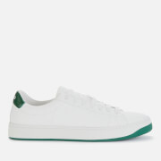Image of KENZO Men's Logo Leather Low Top Trainers - White/Green - UK 6.5