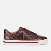 Image of Clarks Women's Un Maui Lace Leather Low Top Trainers - Burgundy - UK
