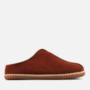 Image of Clarks Men's Home Style Suede Mule Slippers - Dark Tan - UK 11