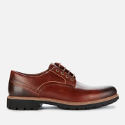 Image of Clarks Men's Batcombe Hall Leather Derby Shoes - Dark Tan - UK 7