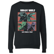 Image of Jurassic Park World Four Colour Faces Women's Sweatshirt - Black - XS