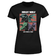 T-shirt Jurassic Park World Four Colour Faces - Noir - Femme - S