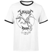 T-shirt Jurassic Park Raptor Drawn Ringer - Blanc/Noir - Unisexe - S