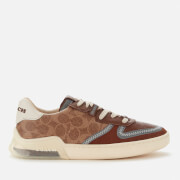 Image of Coach Men's Citysole Signature Print Court Trainers - Khaki/Saddle - UK 11
